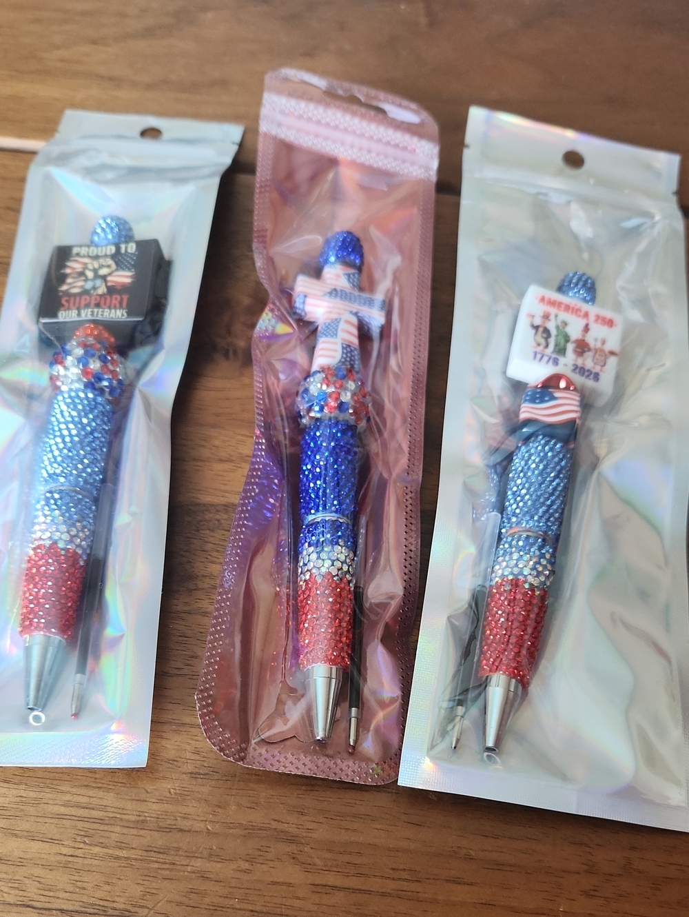 Patriotic Red, White & Blue Rhinestone Pen - Sparkling Party Favor 250 Year
